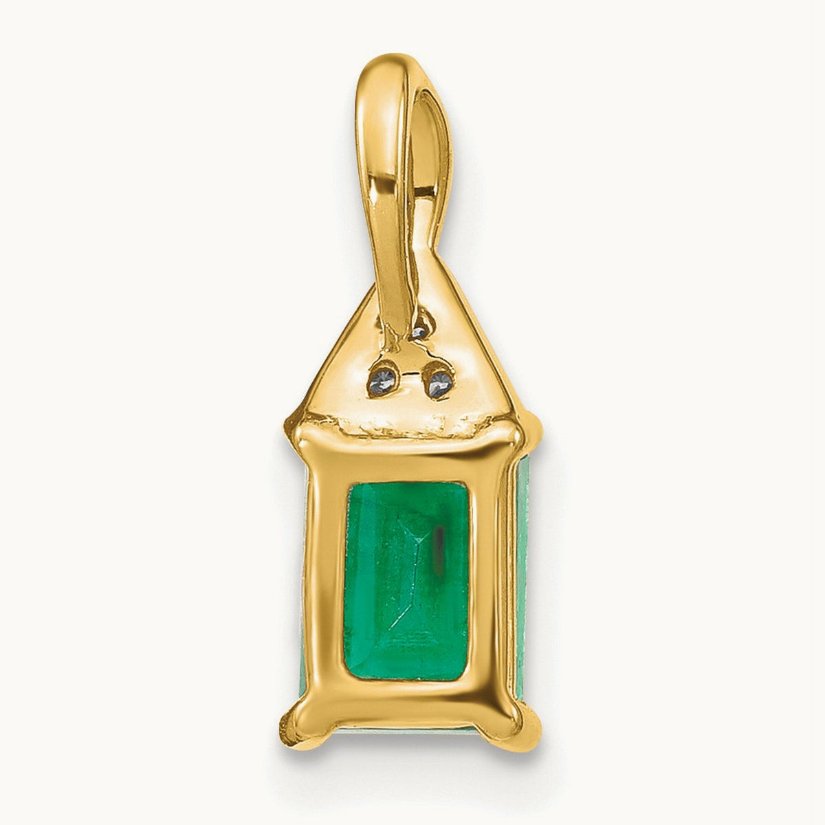 Rectangle Emerald and Diamond Pendant — 14K Yellow Gold, 15.75mm