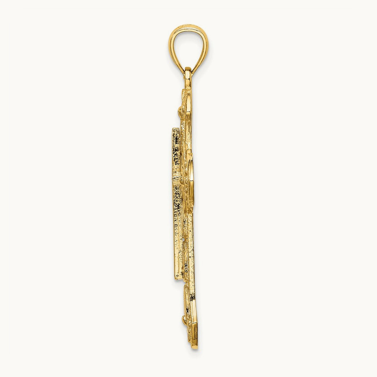Cut-Out Floral Cross Pendant, 14K