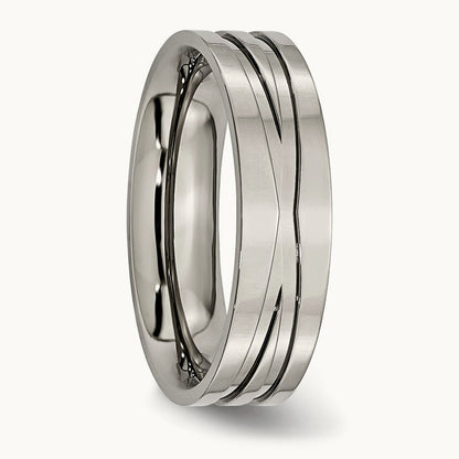 Polished Grooved Band, 6mm, Titanium
