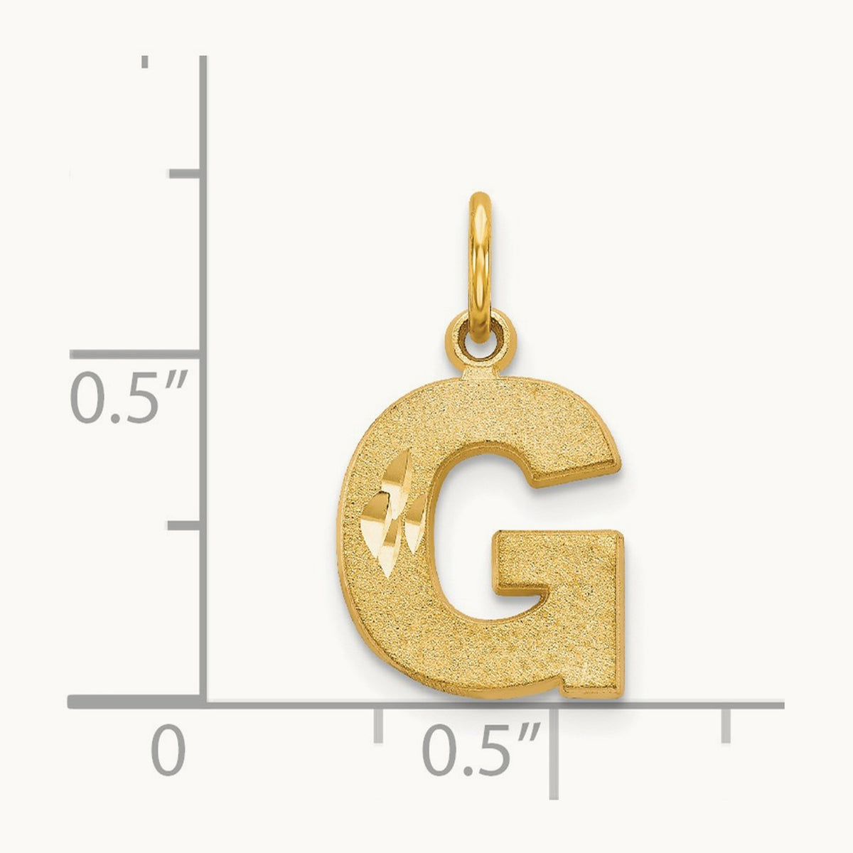 Satin Diamond-cut Initial Charm — 14K Yellow Gold, G