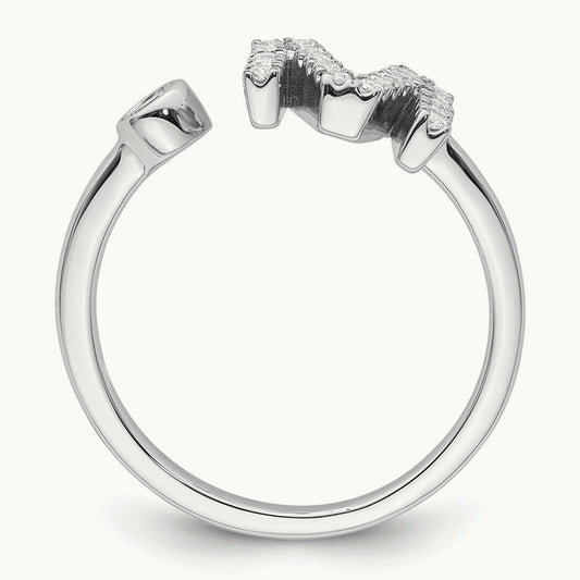 Initial M Adjustable Ring, 0.25 ct tw Lab-Grown Diamond