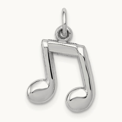 Polished Musical Notes Charm, 14K White Gold