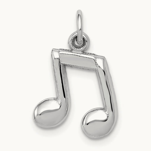 Polished Musical Notes Charm, 14K White Gold