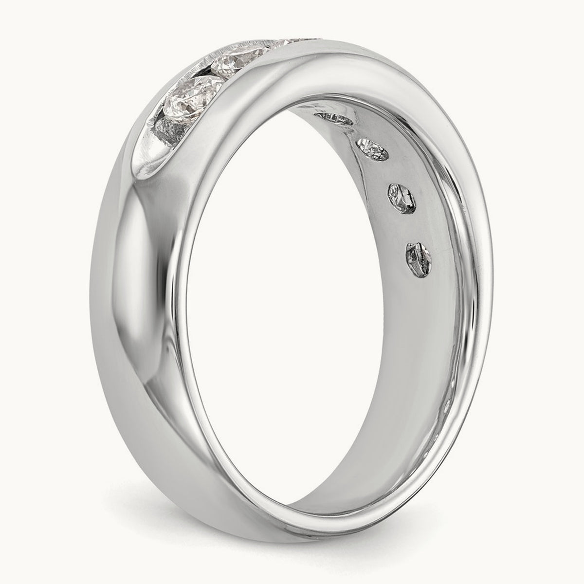 7-Stone Diamond Channel Band, 14K White Gold