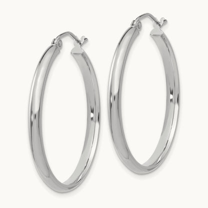 Polished Hoop Earring, 14K White Gold