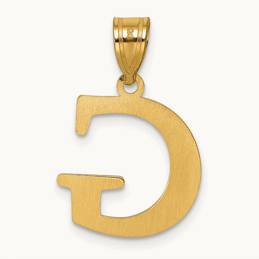 Polished Etched Letter G Initial Pendant, 14K