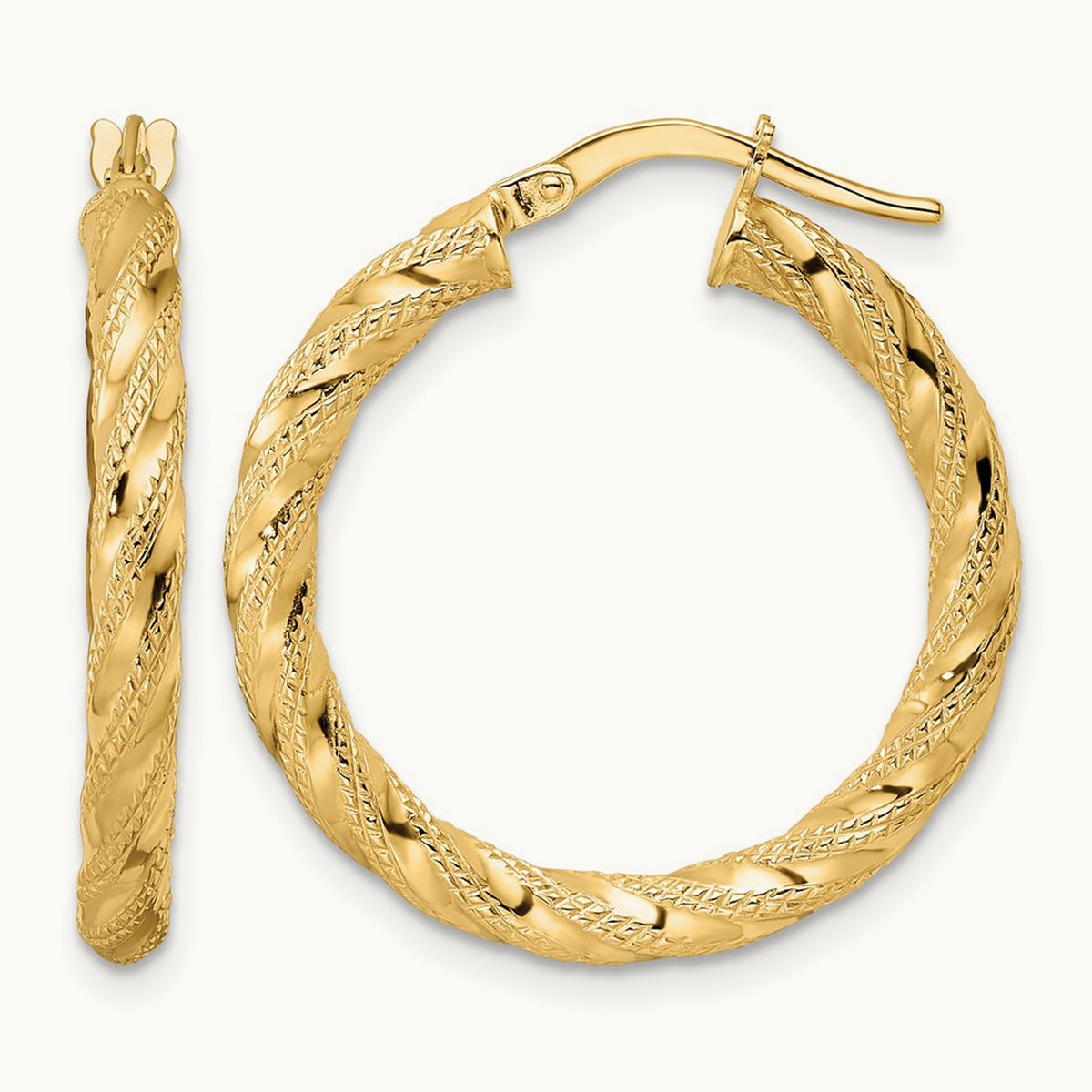 Polished Twisted Hoop Earrings — 26mm