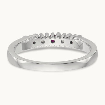 Diamond with Ruby Band — 14K White Gold, 0.08 ct, 7