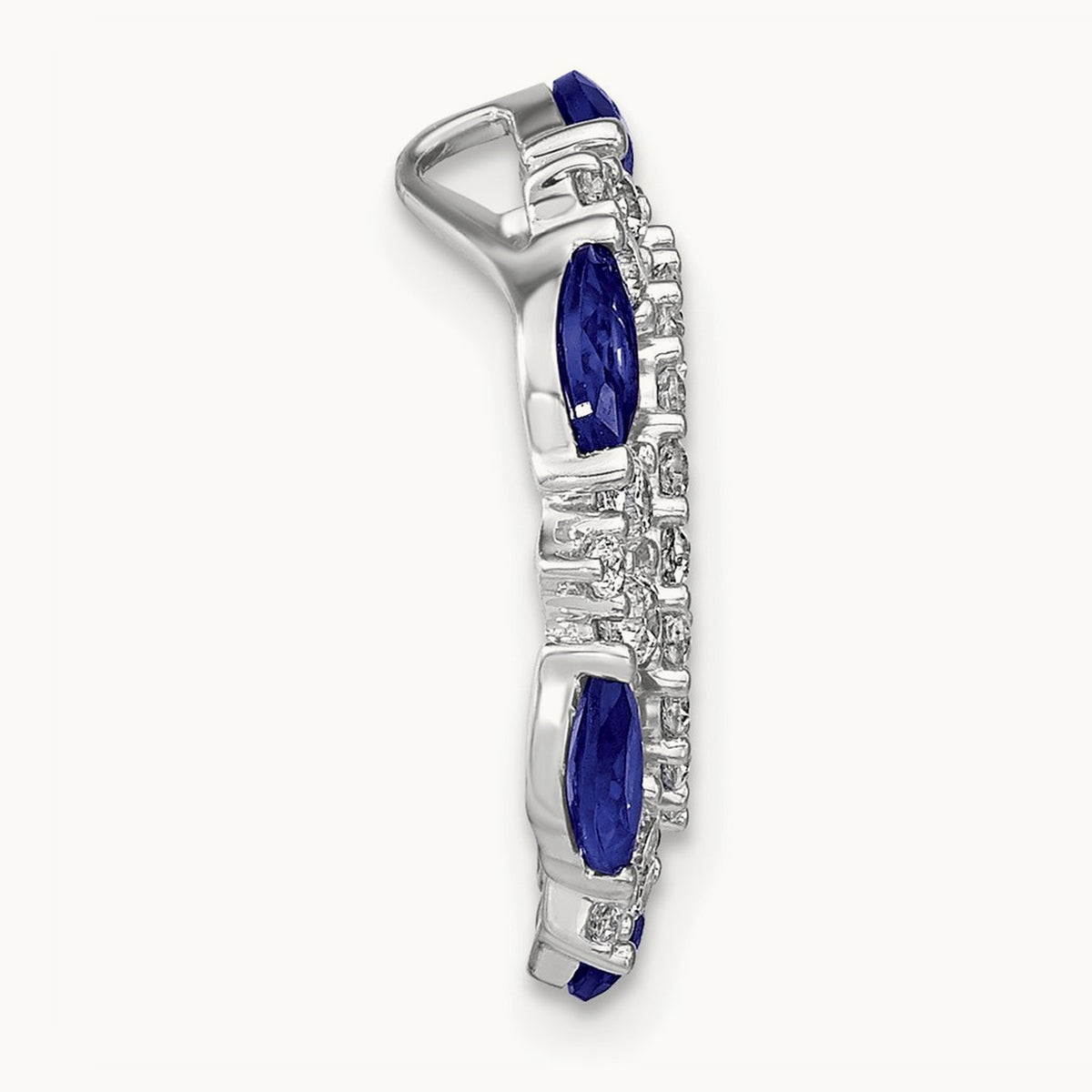 Created Pink/Blue Sapphire Chain Slide, 0.50 ct tw Lab-Grown Diamond