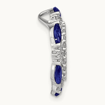 Created Pink/Blue Sapphire Chain Slide, 0.50 ct tw Lab-Grown Diamond