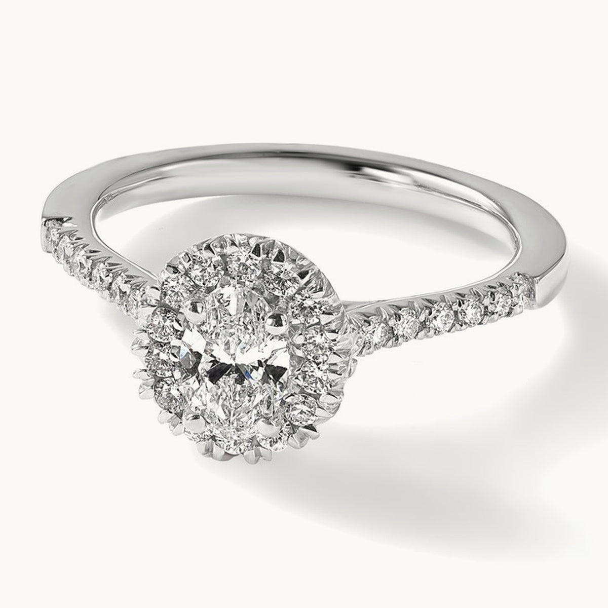 Oval Halo Engagement Ring, 0.25-2.50 ct tw Lab-Grown Diamond — 2 1/2 ct, VS/SI (Great) · Certified, 14K White Gold