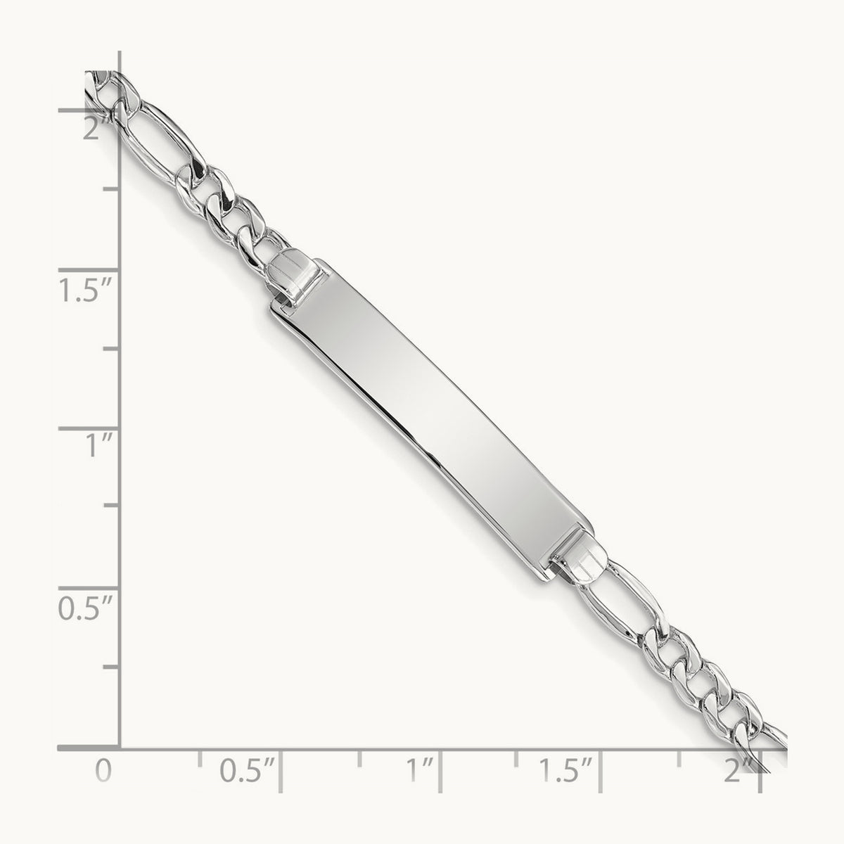 Semi-Solid Figaro ID Bracelet — 14K White Gold