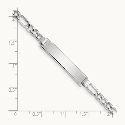Semi-Solid Figaro ID Bracelet — 14K White Gold