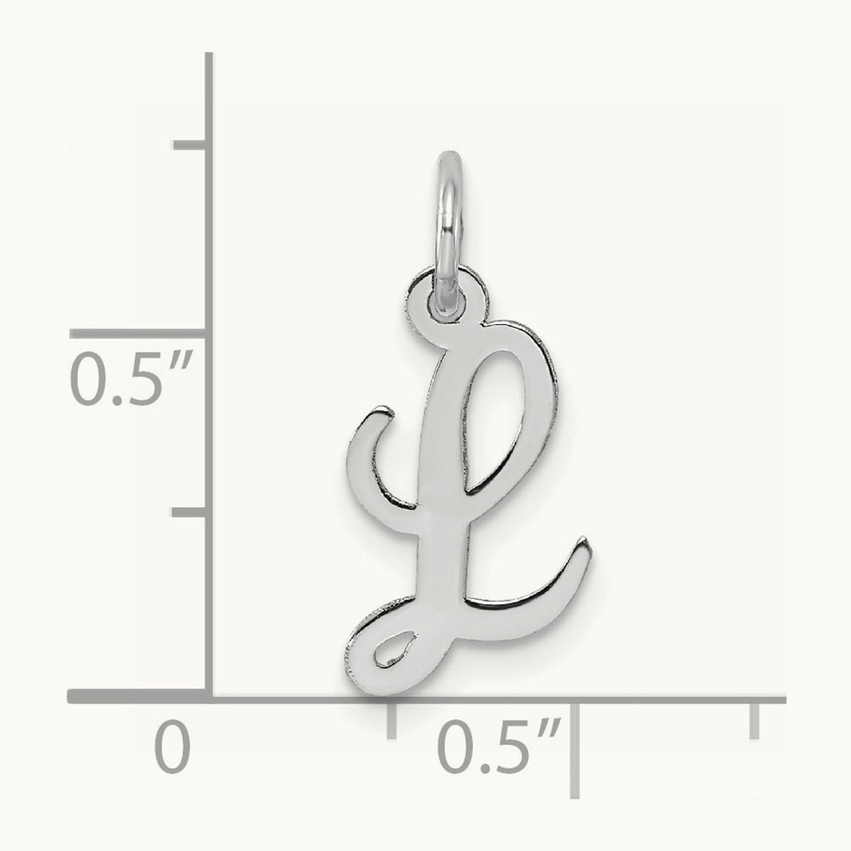 Small Script Letter L Initial Charm, 14K White Gold