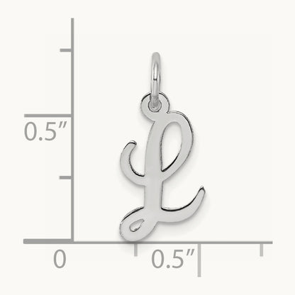Small Script Letter L Initial Charm, 14K White Gold