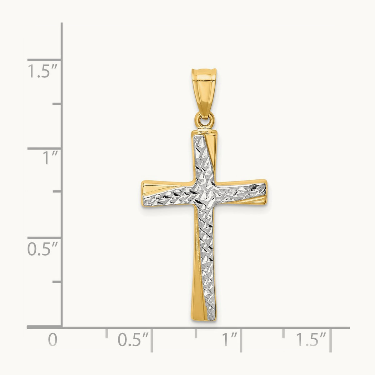 w/Rhodium Diamond-cut Cross Pendant, 14K