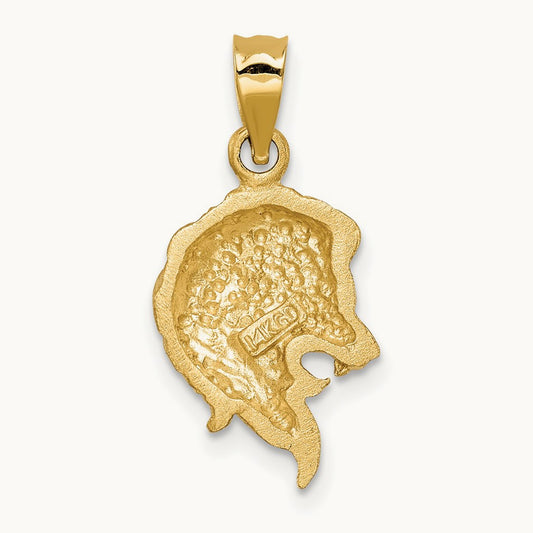 Brushed Diamond-cut Lion Head Pendant — 14mm