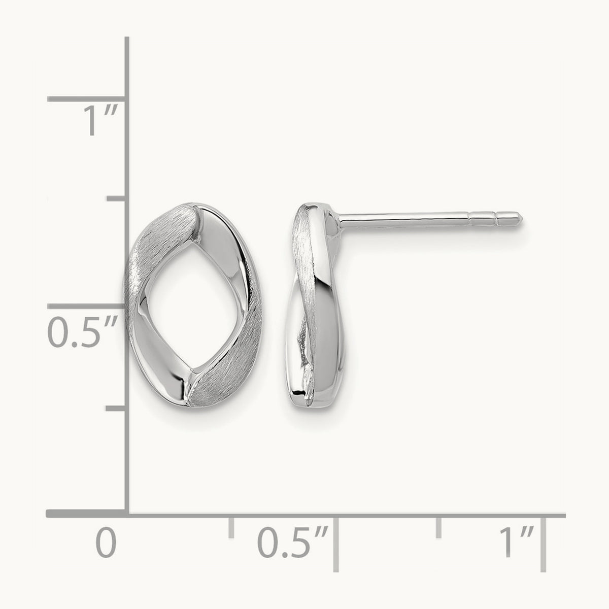 RH-plated Polish/Brushed Oval Post Earrings, Sterling Silver — Leslie's