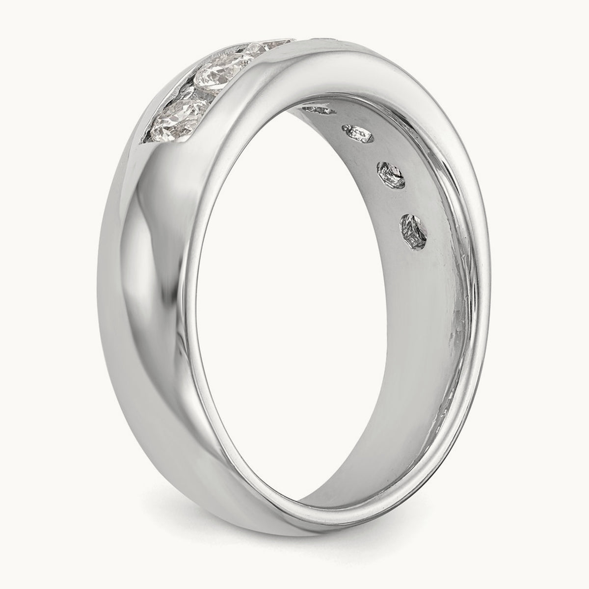 7-Stone Diamond Channel Band, 14K White Gold