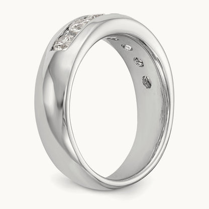7-Stone Diamond Channel Band, 14K White Gold