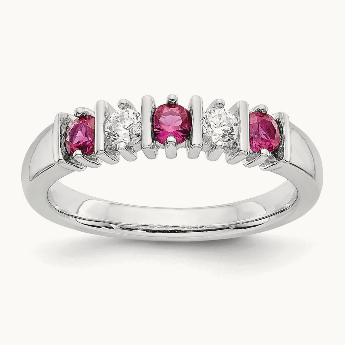 Diamond with Ruby Band — 14K White Gold, 0.2 ct, 7