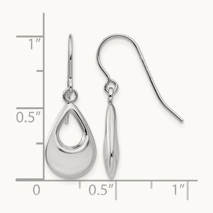 Teardrop Hollow Dangle Earrings — 14K White Gold