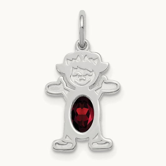 Girl 6x4 Oval Genuine Garnet-January, 14K White Gold