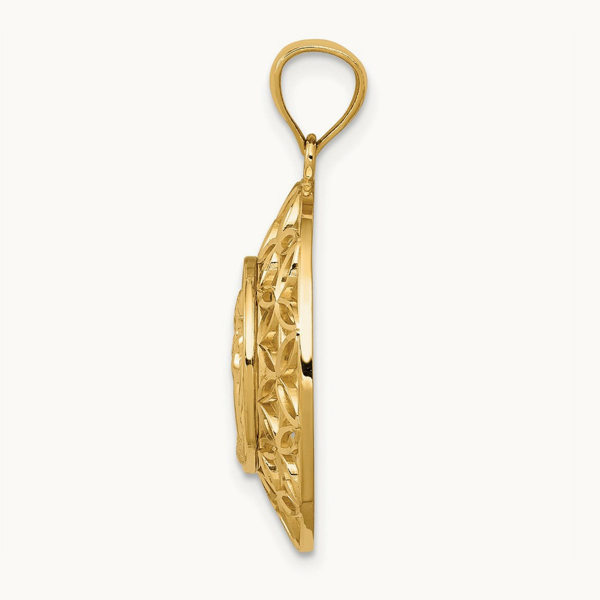 Polished Angel D/C Medal Pendant, 14K Gold