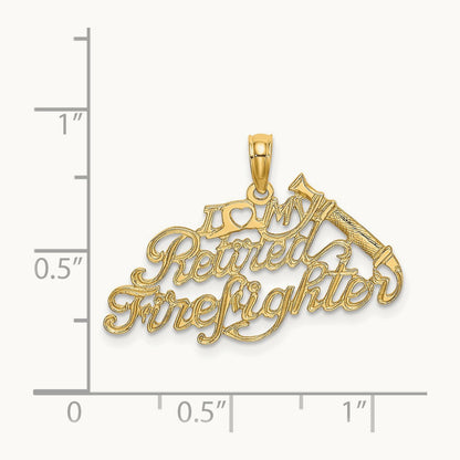 I LOVE MY RETIRED FIREFIGHTER Charm, 14K