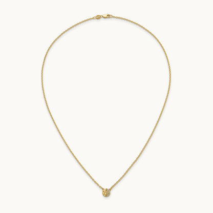 Polished and Hammered Diamond Disk Necklace, 14K