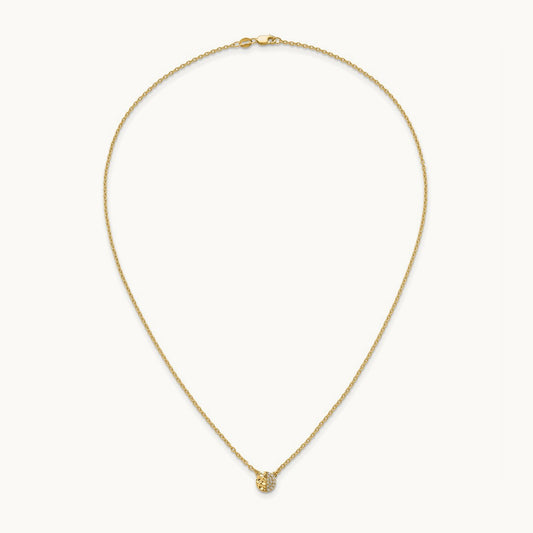 Polished and Hammered Diamond Disk Necklace, 14K