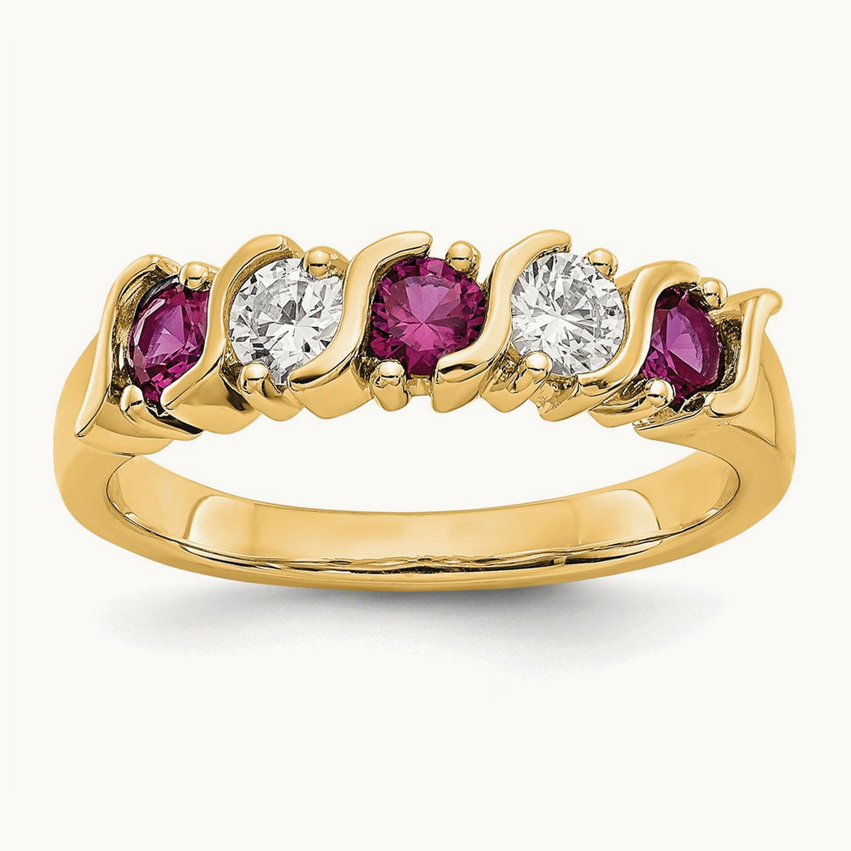 Diamond with Ruby Band — 14K Yellow Gold, 0.306 ct, 7