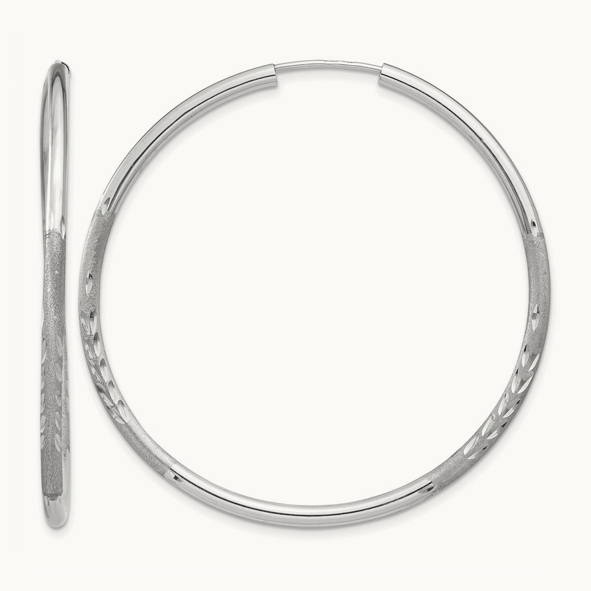 Diamond-cut Endless Hoop Earrings — 40mm, 2mm