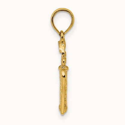 3-D Golfer in Swing Charm, 14K
