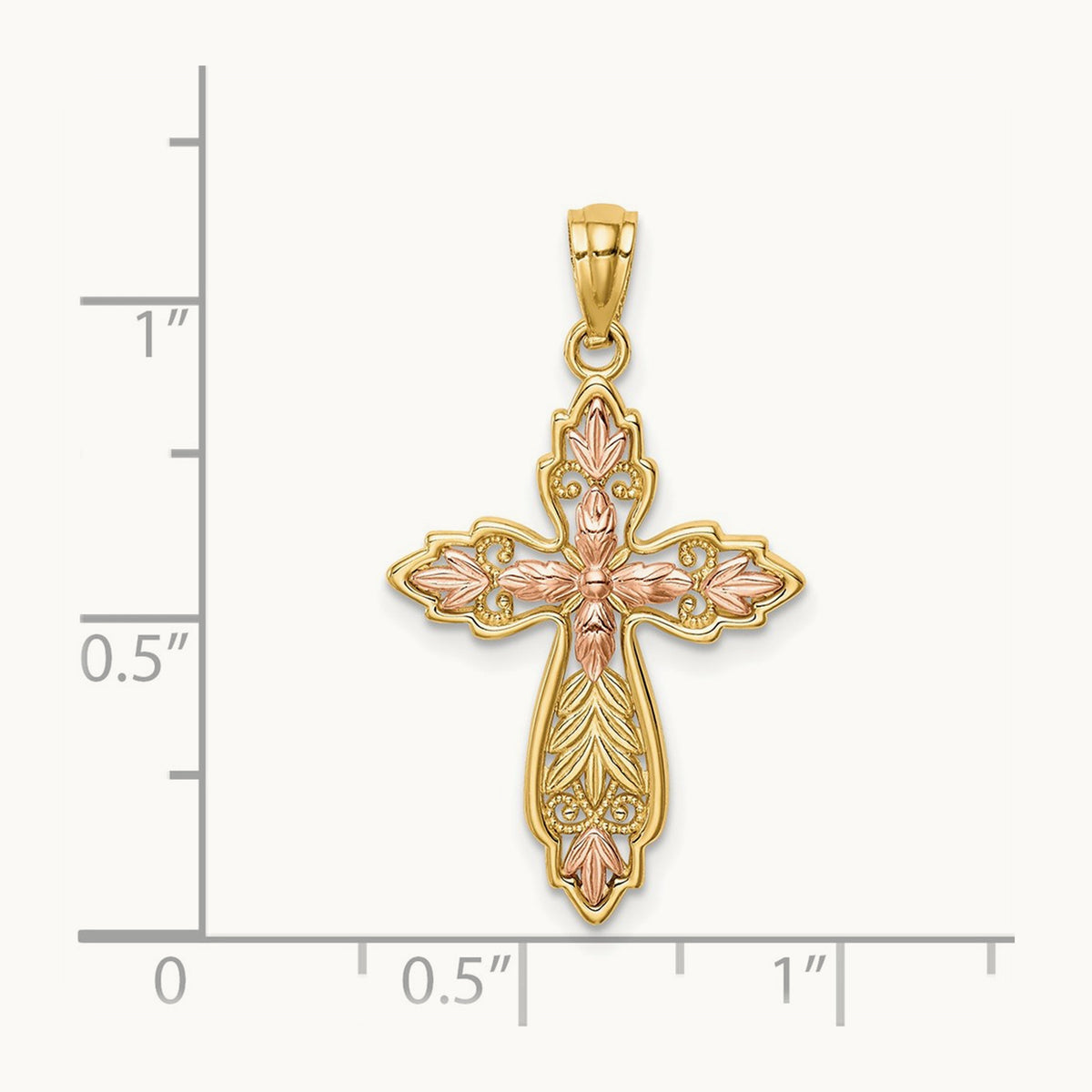 Cross Pendant, 14K Two-tone