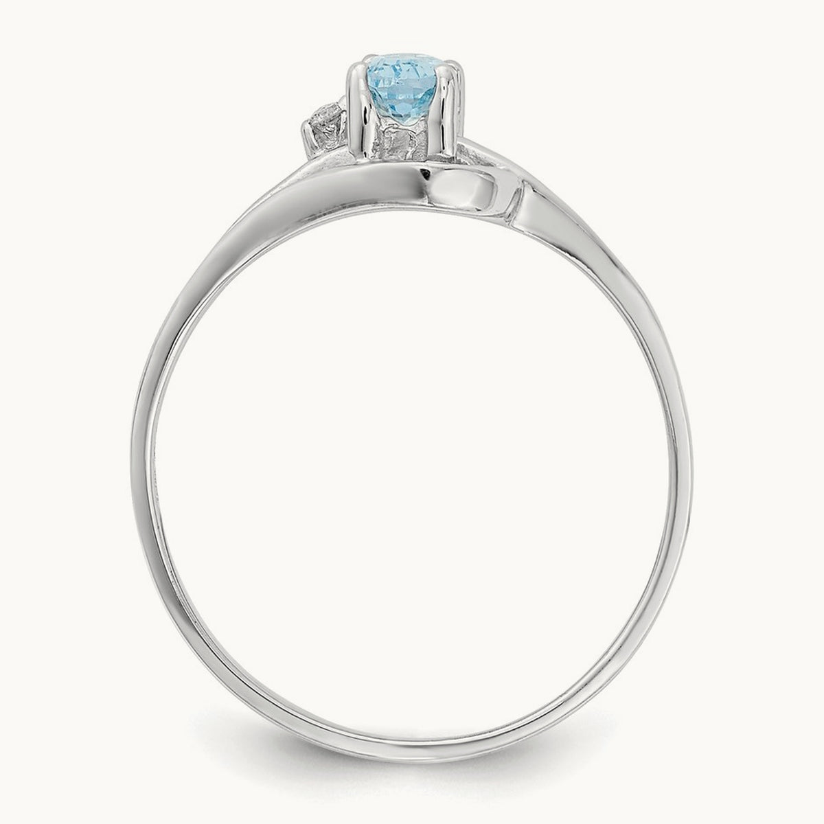 Blue Topaz Diamond Ring, 14K White Gold