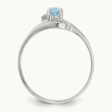 Blue Topaz Diamond Ring, 14K White Gold
