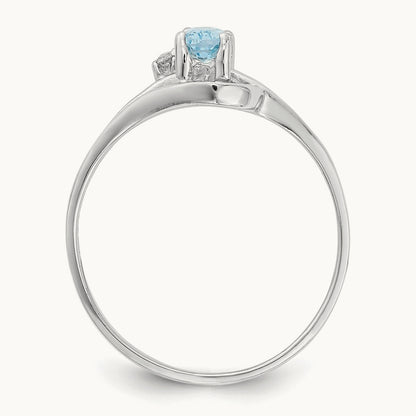Blue Topaz Diamond Ring, 14K White Gold