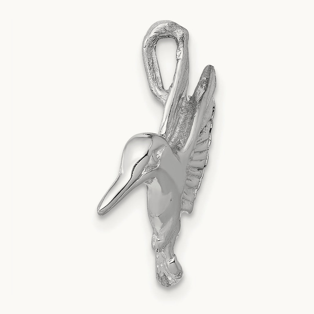 Polished Open-Backed Hummingbird Chain Slide, 14K White Gold