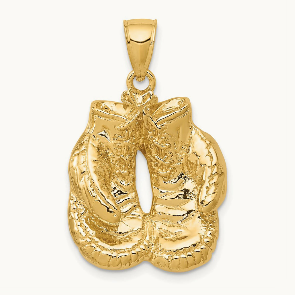 Solid Polished Open-Backed Boxing Gloves Pendant — 35mm