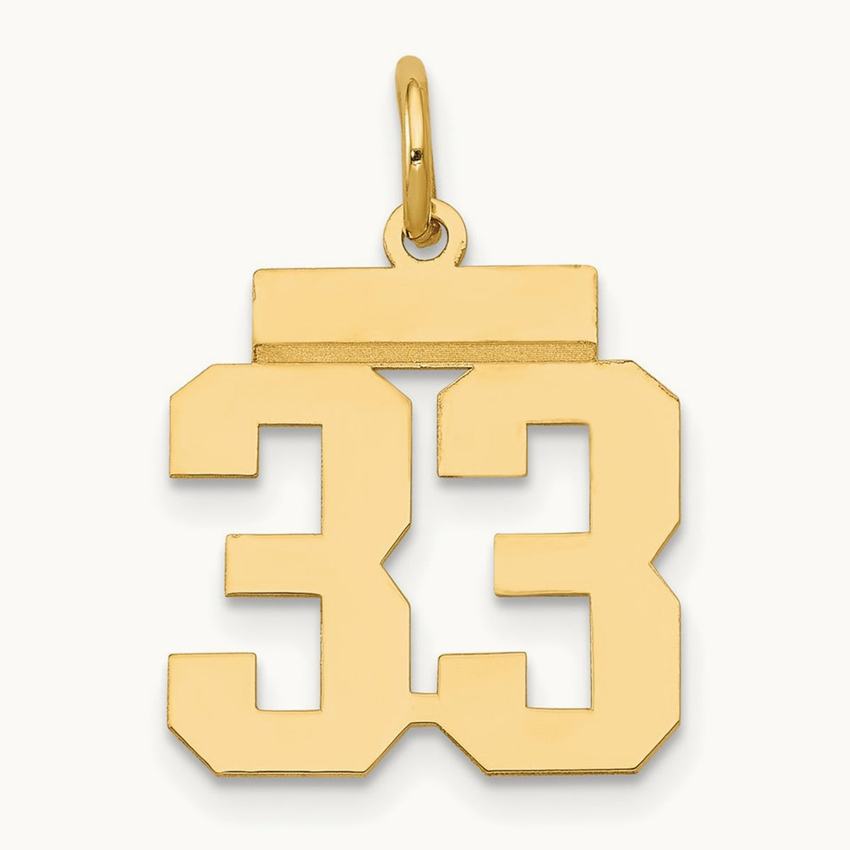 Small Polished Number 33 Charm, 14K