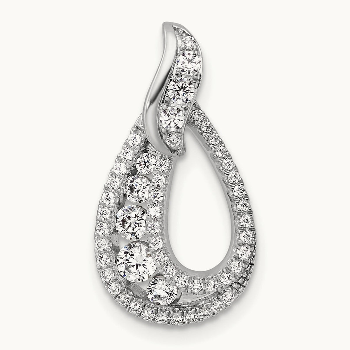 Polished Diamond Teardrop Chain slide, 14K White Gold