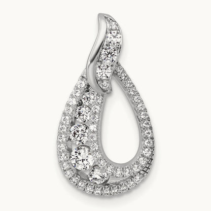 Polished Diamond Teardrop Chain slide, 14K White Gold