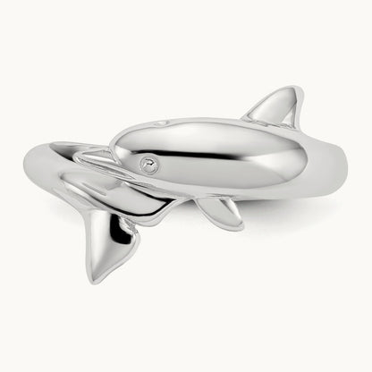 Dolphin Ring, 14K White Gold