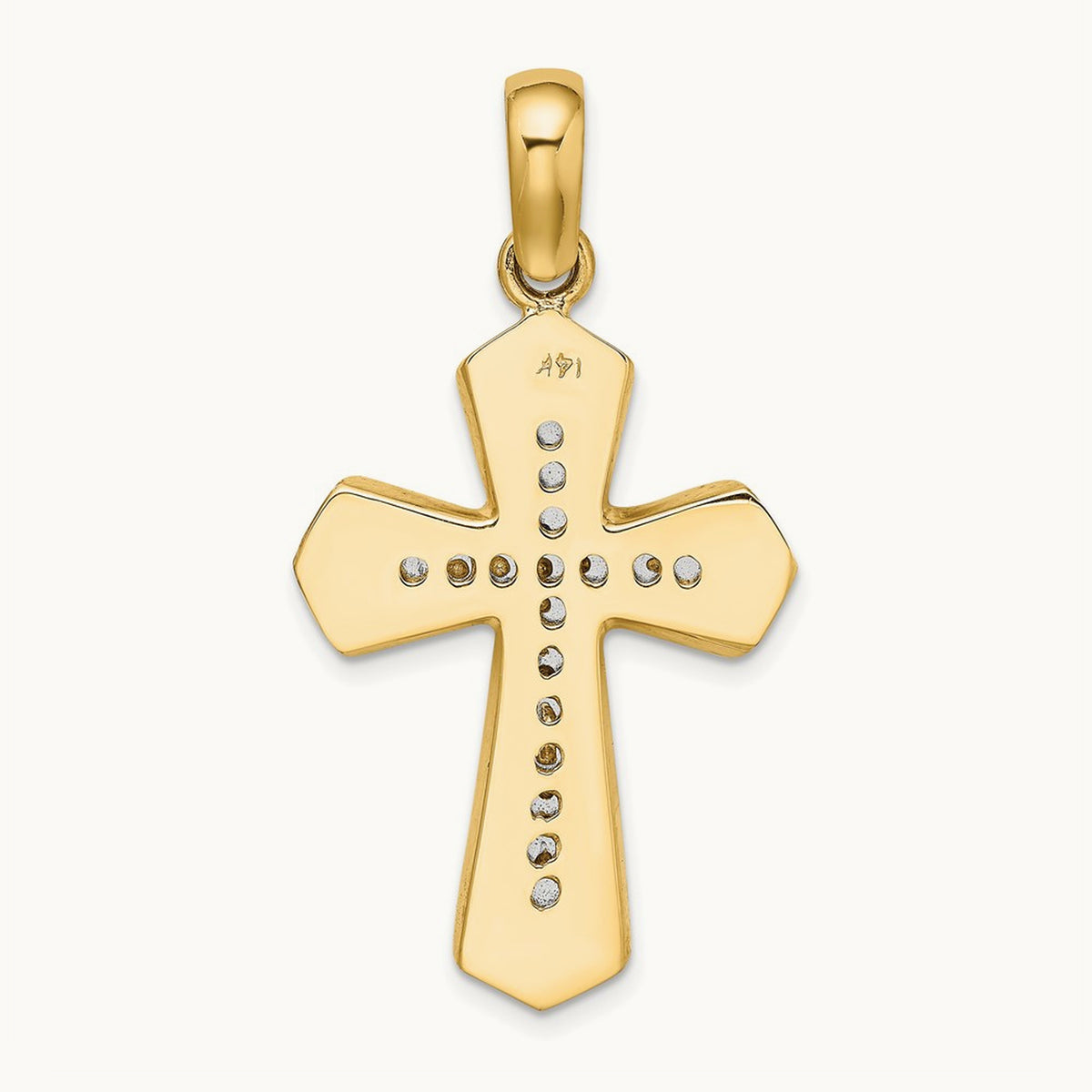 Polished Cross Charm, 14K Two-tone