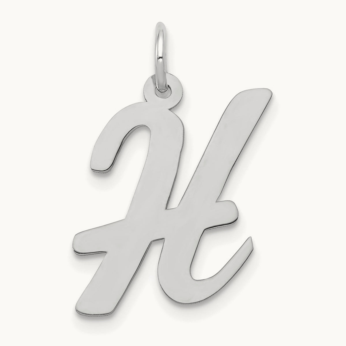 Large Script Initial Charm — 14K White Gold, H