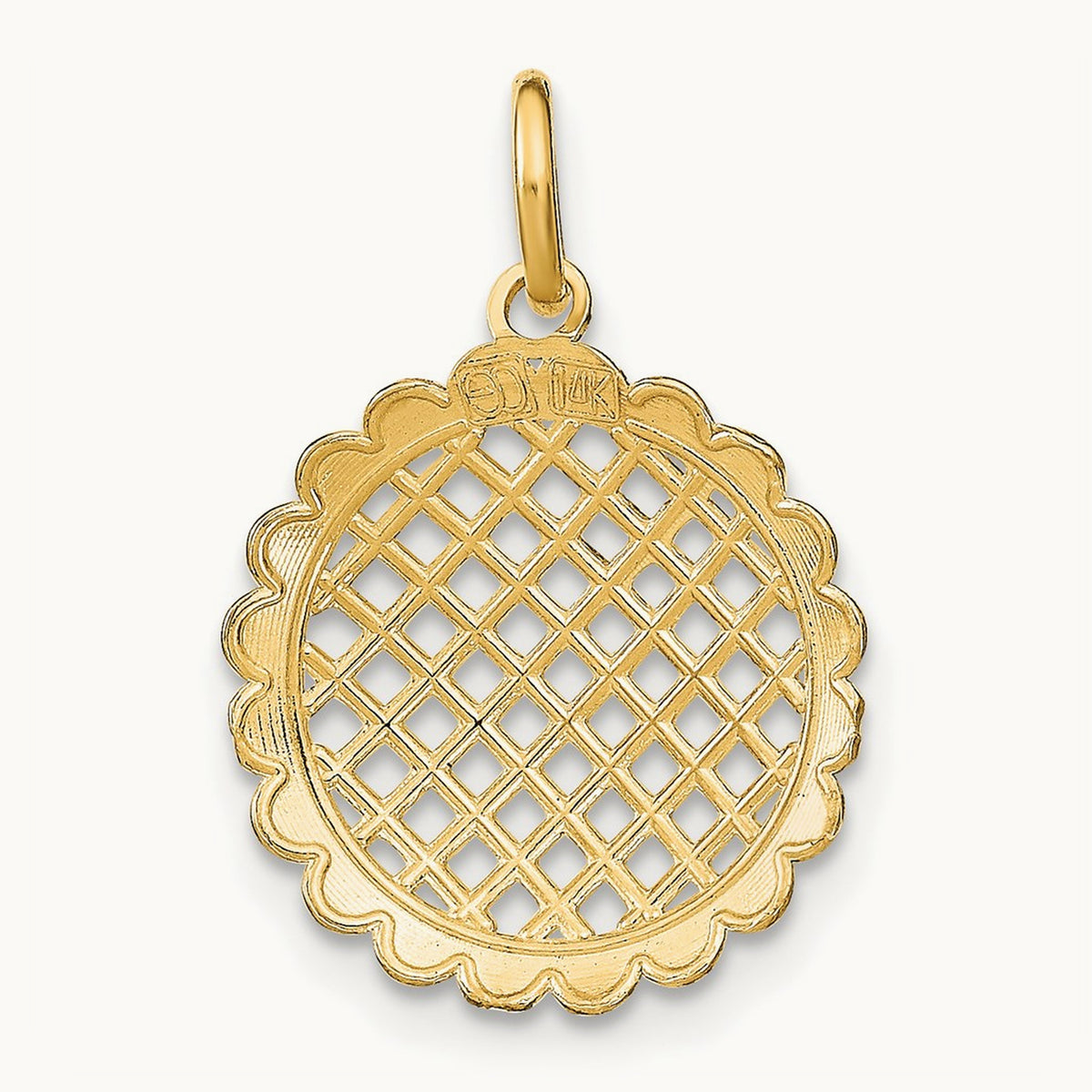w/Rhodium D/C Sunflower Pendant Charm, 14K