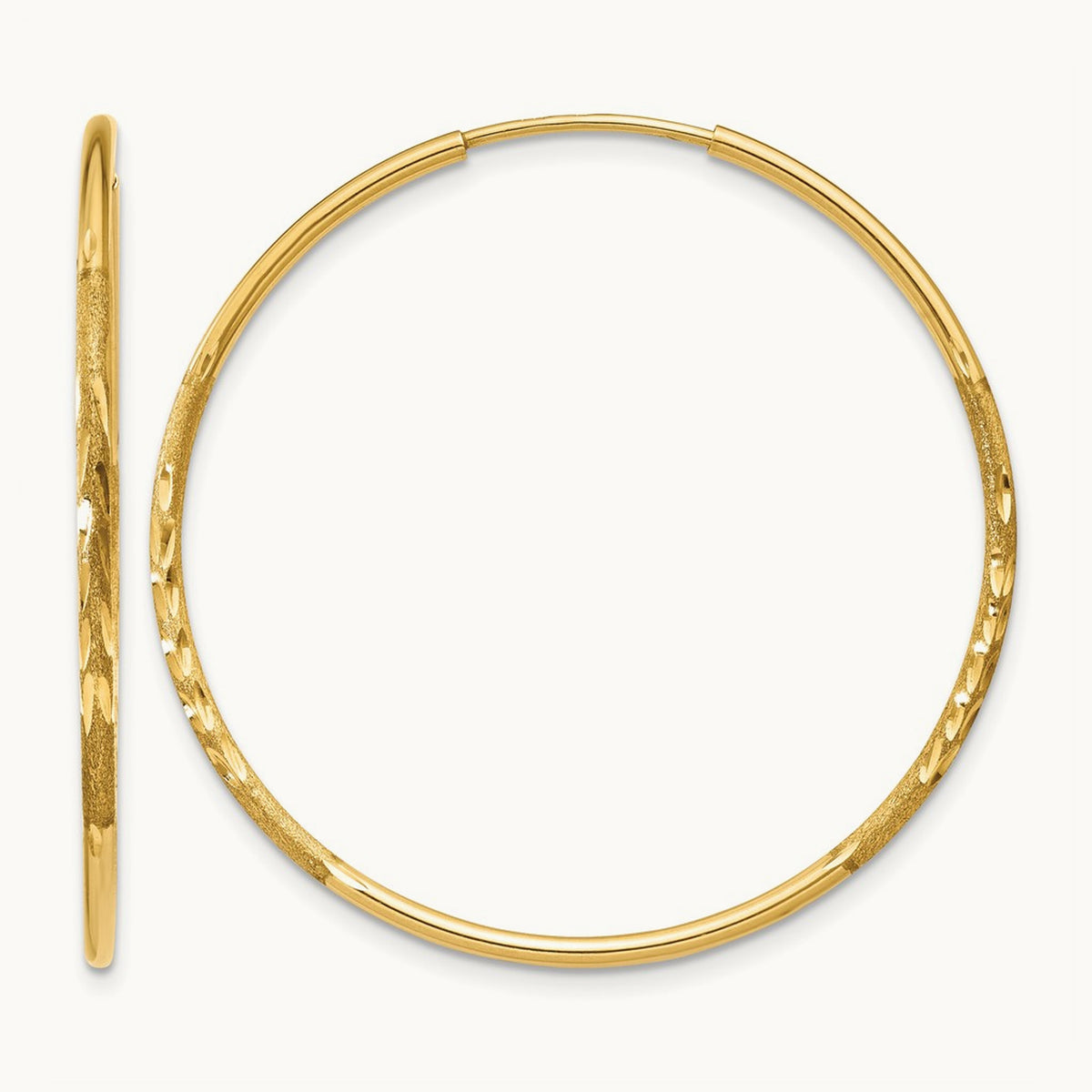 Diamond-cut Endless Hoop Earring — 14K Yellow Gold