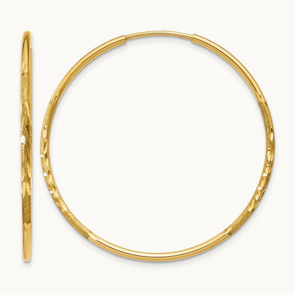 Diamond-cut Endless Hoop Earring — 14K Yellow Gold
