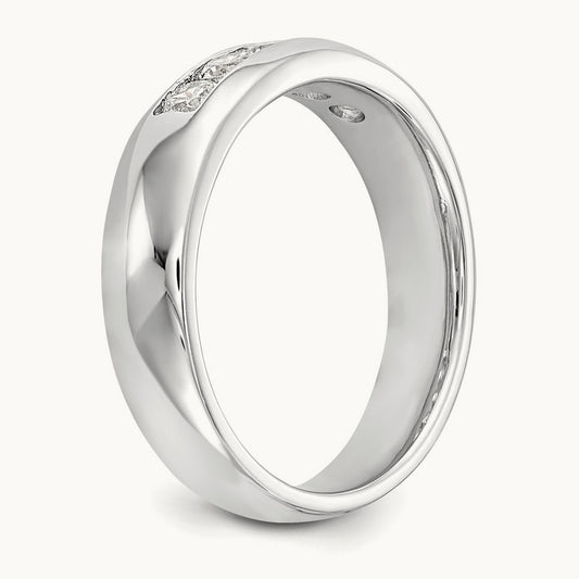 5-Stone Diamond Channel Band, 14K White Gold